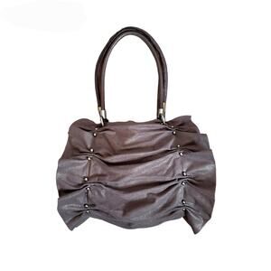 Stella McCartney Suede Metallic Shirred Slouchy Handbag + Wristlet Set Retro Y2k